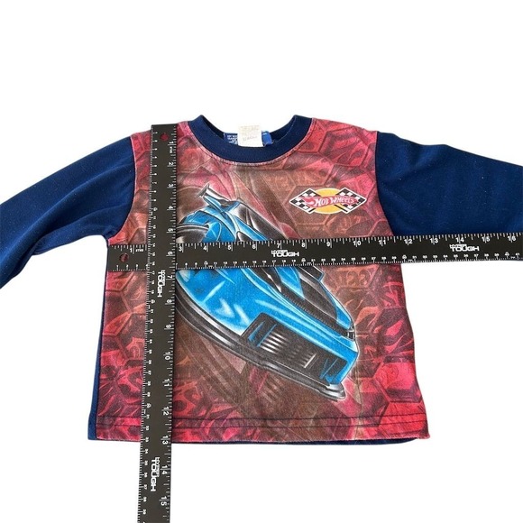 Hot Wheels Other - VTG Y2K Hot Wheels Boys 3T Red Long Sleeve Shirt Blue Race Car Graphic Kidcore